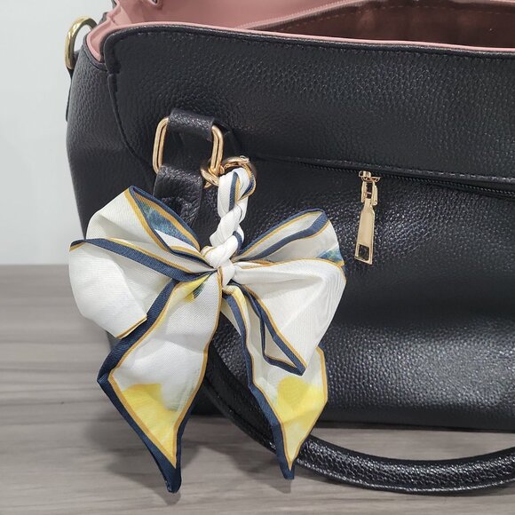 Butterfly Twilly Style Floral Scarf Bag Accessory Bow Handbag Or Keychain Charm - Picture 3 of 3